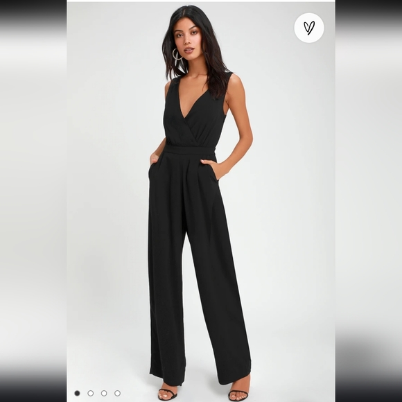 ⭐️HOST PICK⭐️Lulu's Kiska Black Lace Wide-Leg Jumpsuit S - Picture 2 of 15